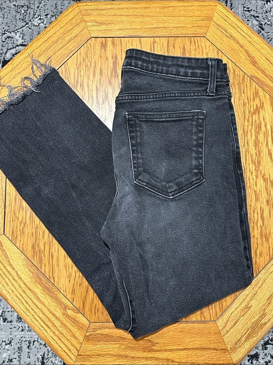 Just Black Denim - *JUST BLACK* Black Raw Hem High-Rise Straight Leg Denim Made In USA Jeans Sz 29